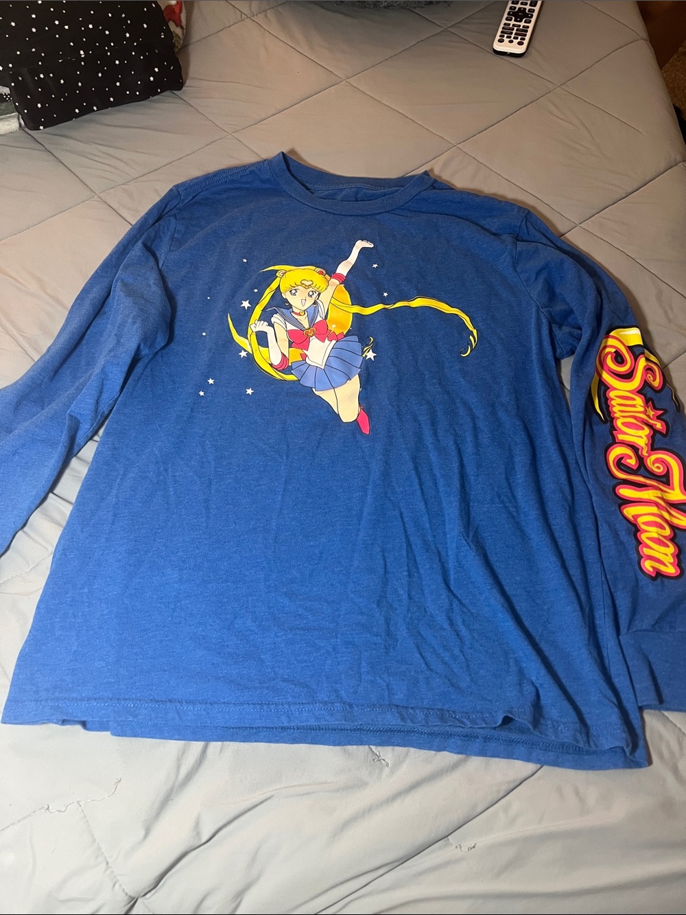 Sailor Moon Adult Long Sleeve Graphic Tee - Blue